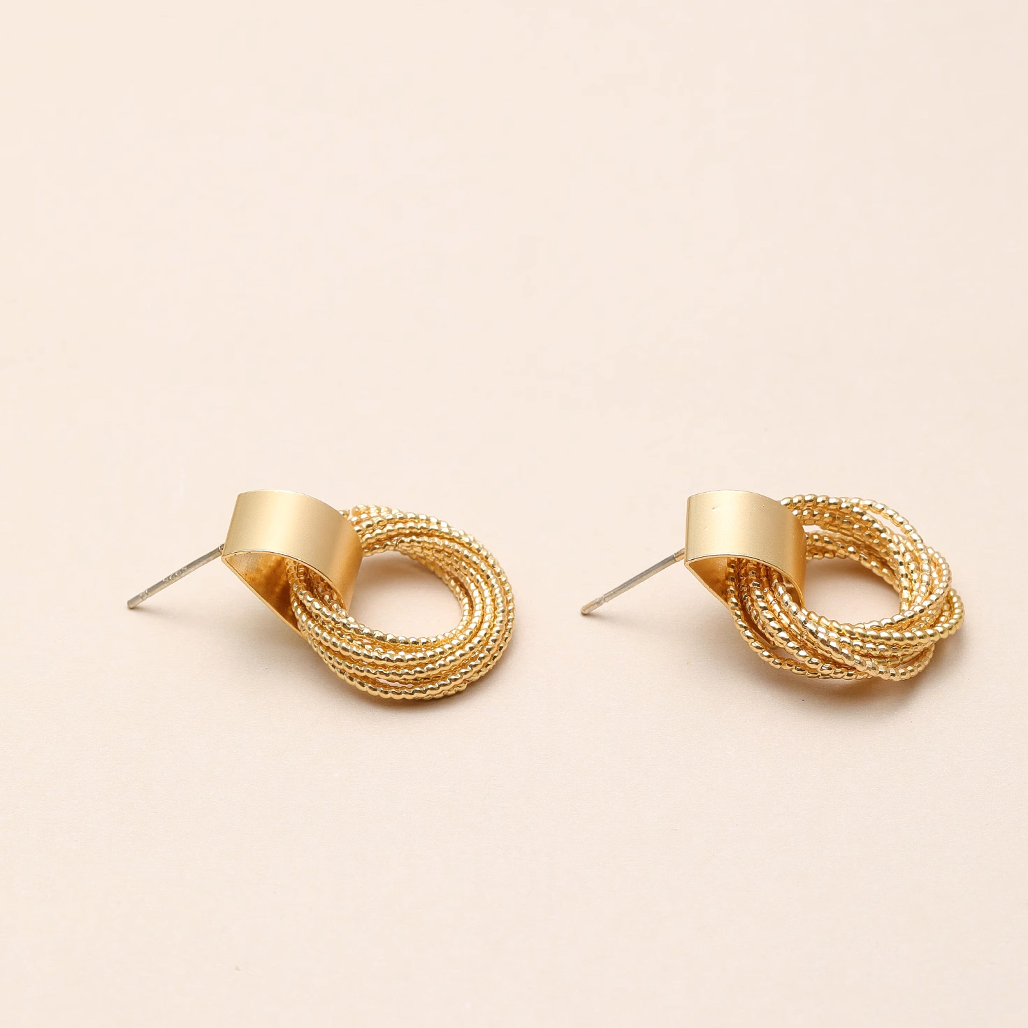 S925 Silver Stud Post Korean style NYU Same Style Matte Gold Circle Earrings Geometric Hollow Winding Internet Red Earrings